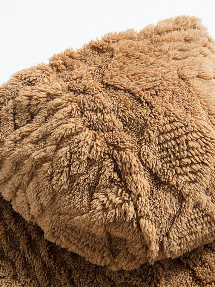 Geometric Teddy Jacquard Hoodie