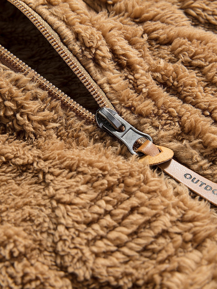 Geometric Teddy Jacquard Hoodie