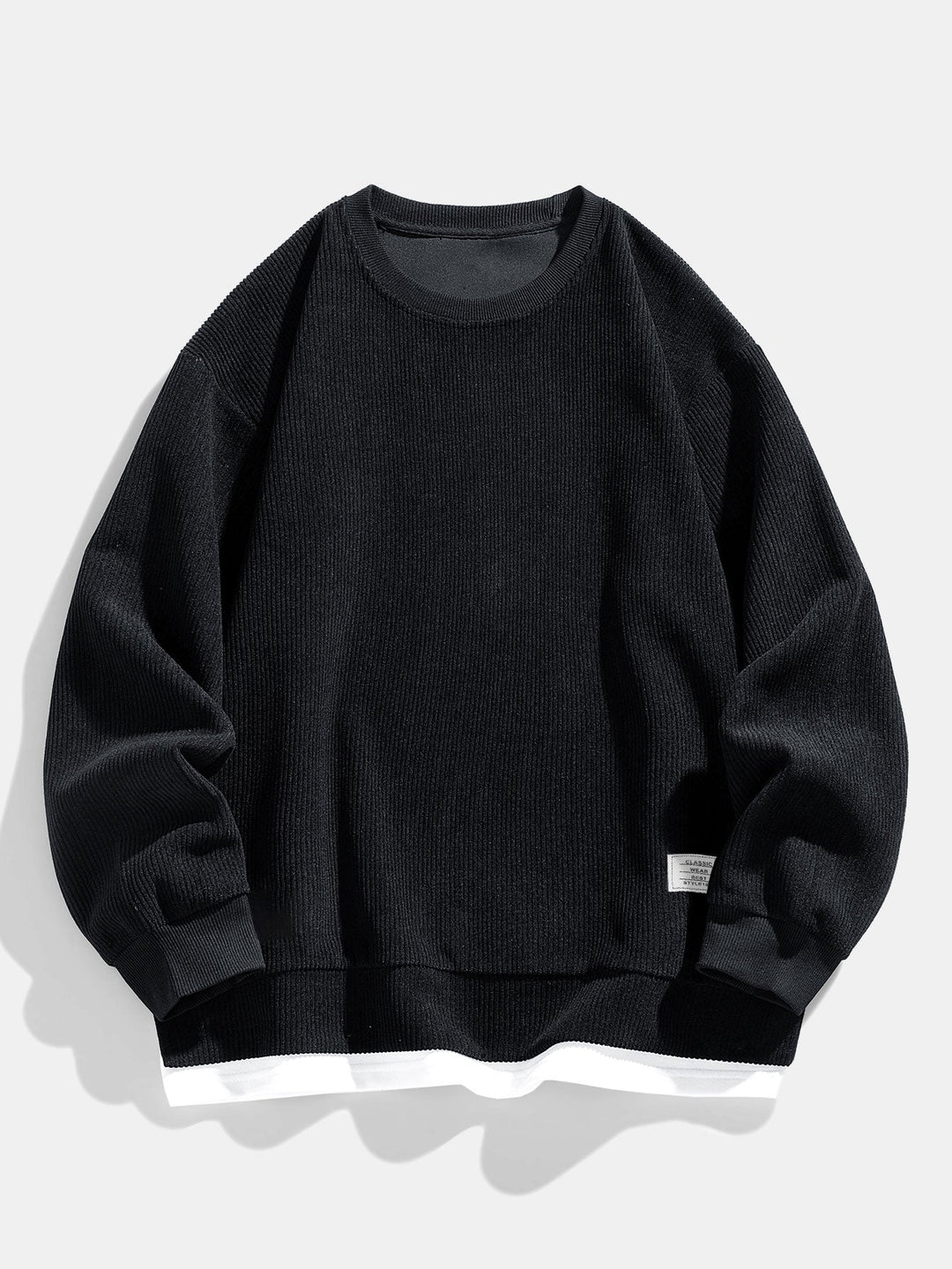 Stretch Corduroy Jersey Sweatshirt with Round Neck 2 in 1