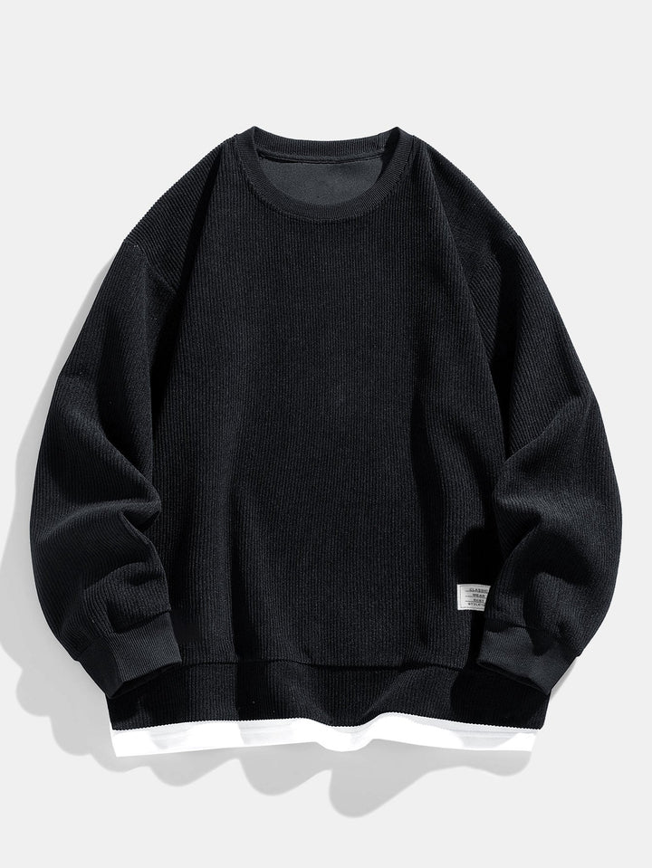Stretch Corduroy Jersey Sweatshirt with Round Neck 2 in 1