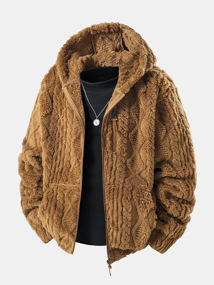 Geometric Teddy Jacquard Hoodie