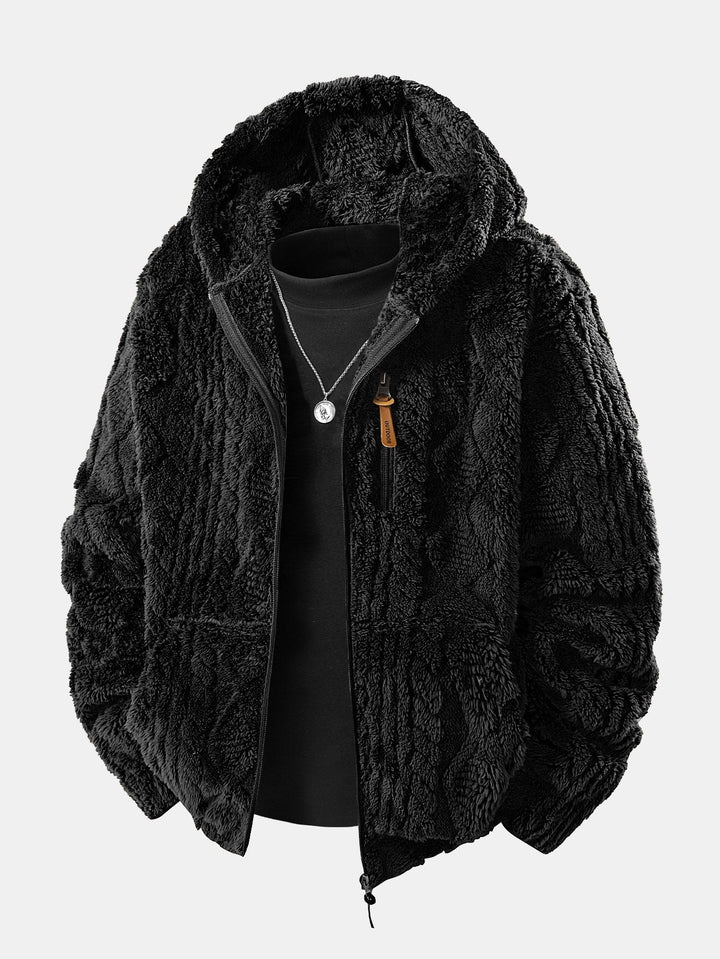 Geometric Teddy Jacquard Hoodie