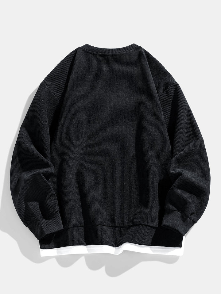 Stretch Corduroy Jersey Sweatshirt with Round Neck 2 in 1