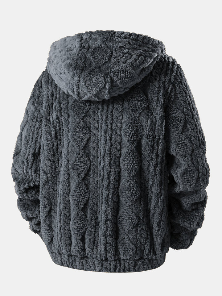 Geometric Teddy Jacquard Hoodie