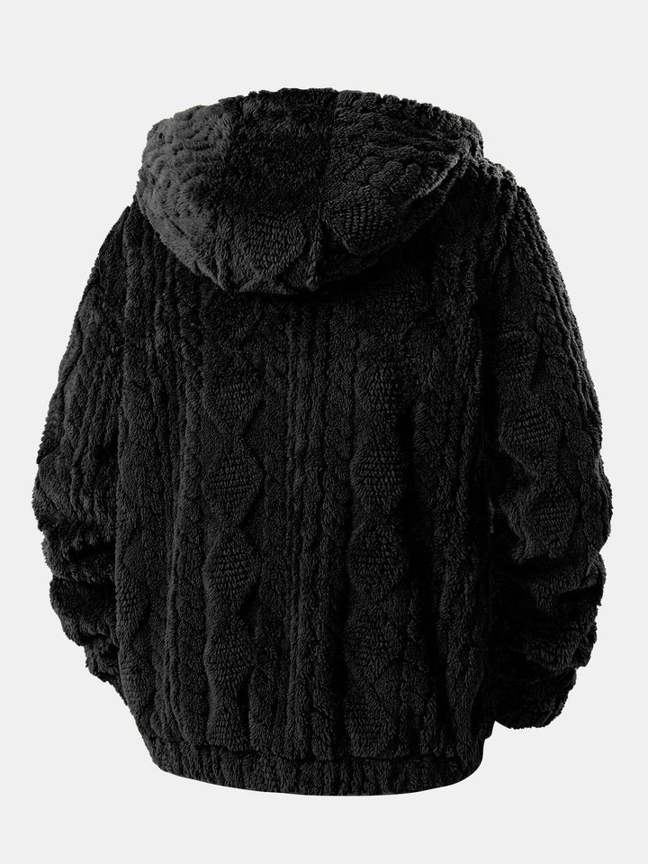 Geometric Teddy Jacquard Hoodie