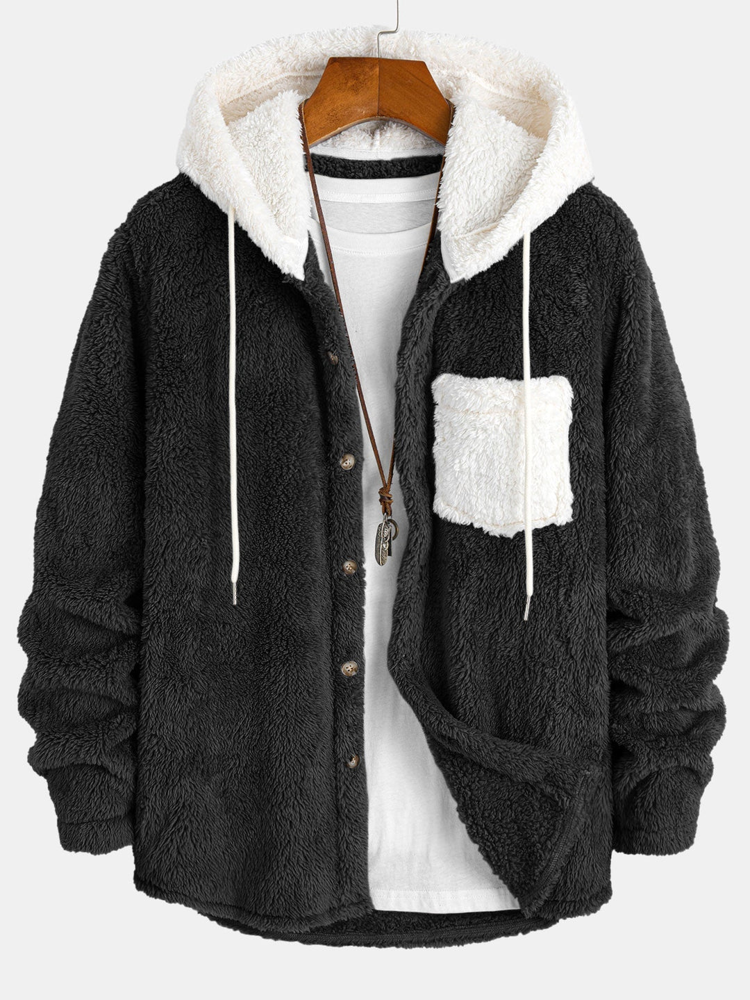 Hooded Shirt in Contrasting Plush