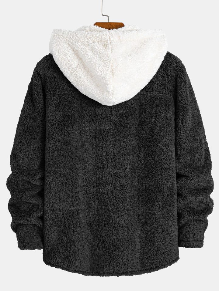 Hooded Shirt in Contrasting Plush
