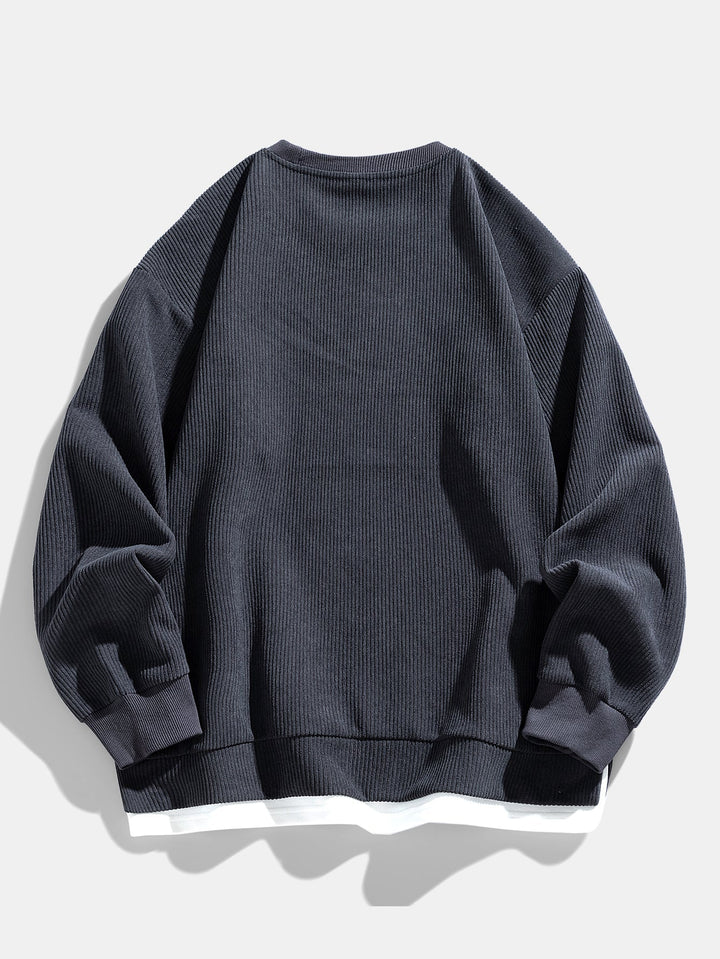 Stretch Corduroy Jersey Sweatshirt with Round Neck 2 in 1