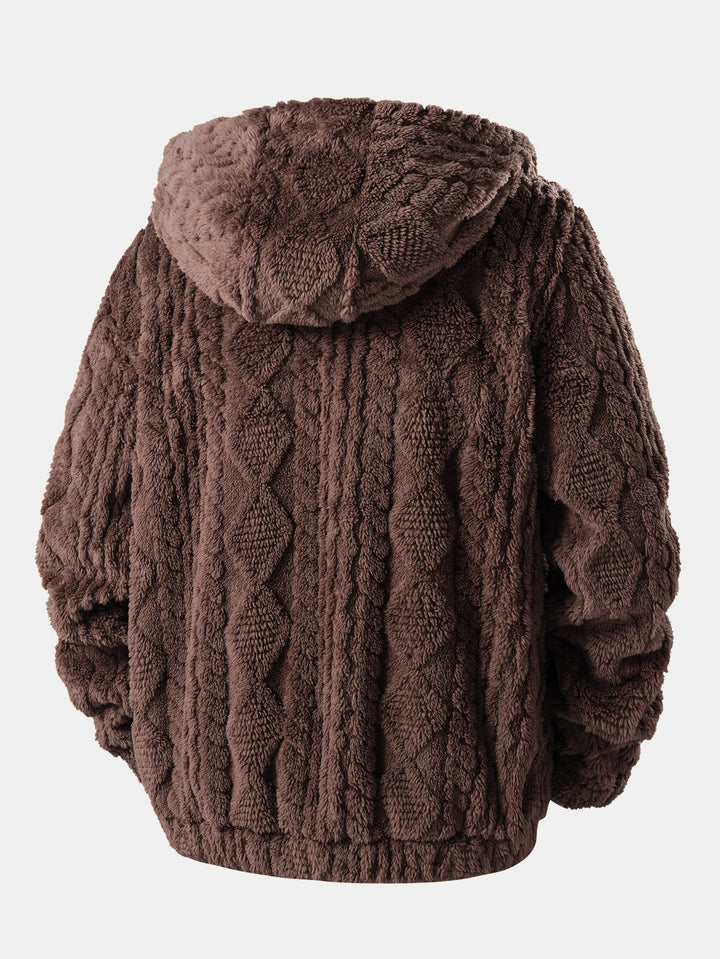 Geometric Teddy Jacquard Hoodie
