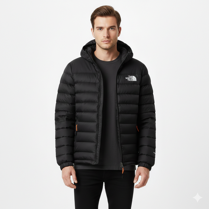 Men's Stretch Down Puffer Jacket with Hood – Slim Fit