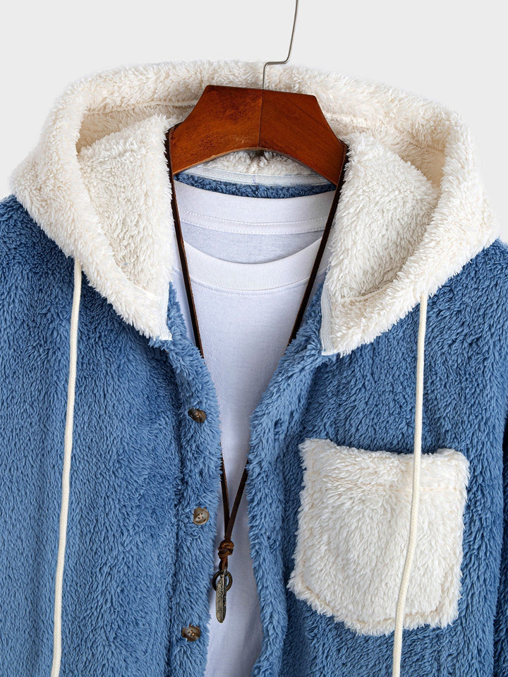 Hooded Shirt in Contrasting Plush