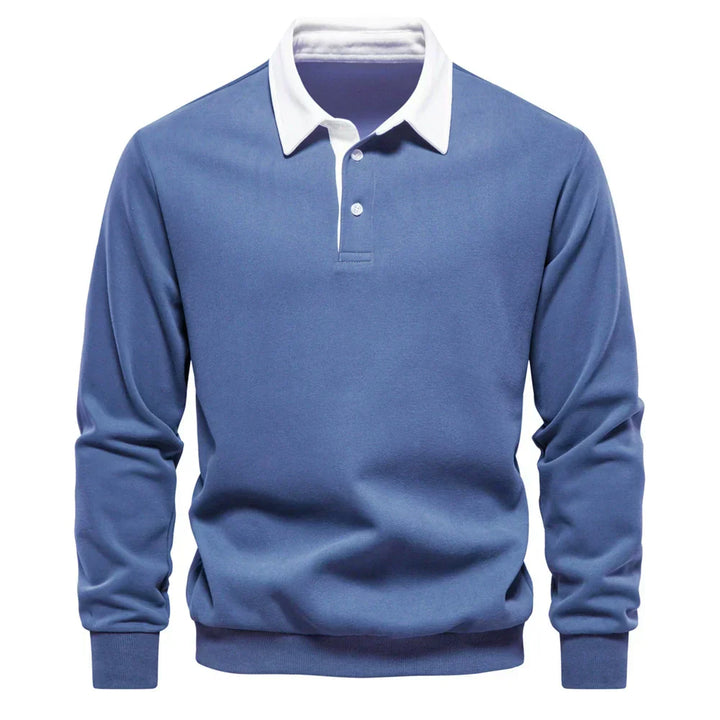 Men's Long Sleeve Polo Collar Sweatshirt for Autumn