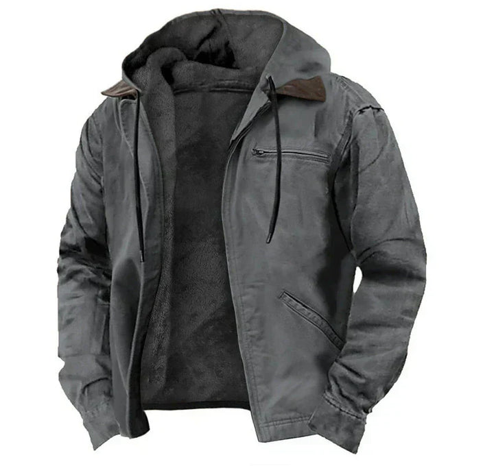 Men's Cotton Hooded Jacket – Casual Jacket with Fleece Lining