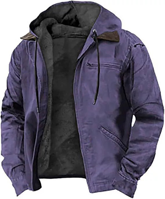 Men's Cotton Hooded Jacket – Casual Jacket with Fleece Lining