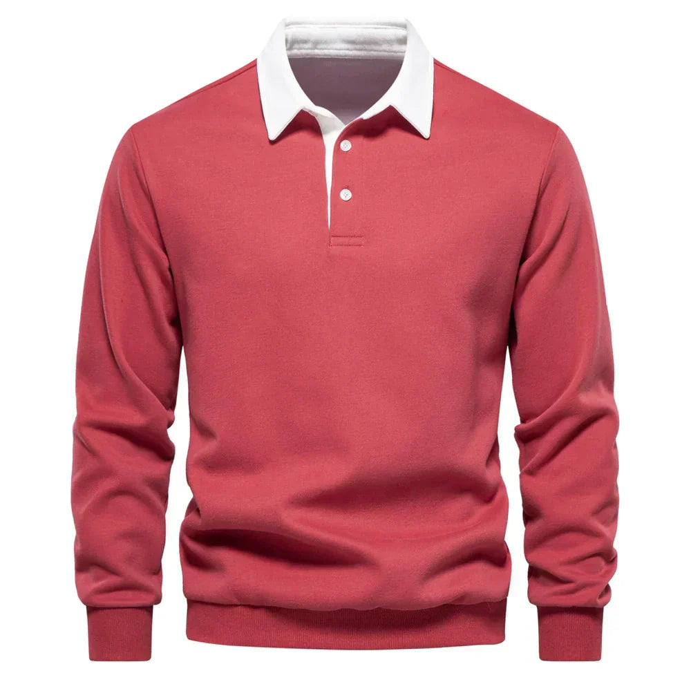 Men's Long Sleeve Polo Collar Sweatshirt for Autumn