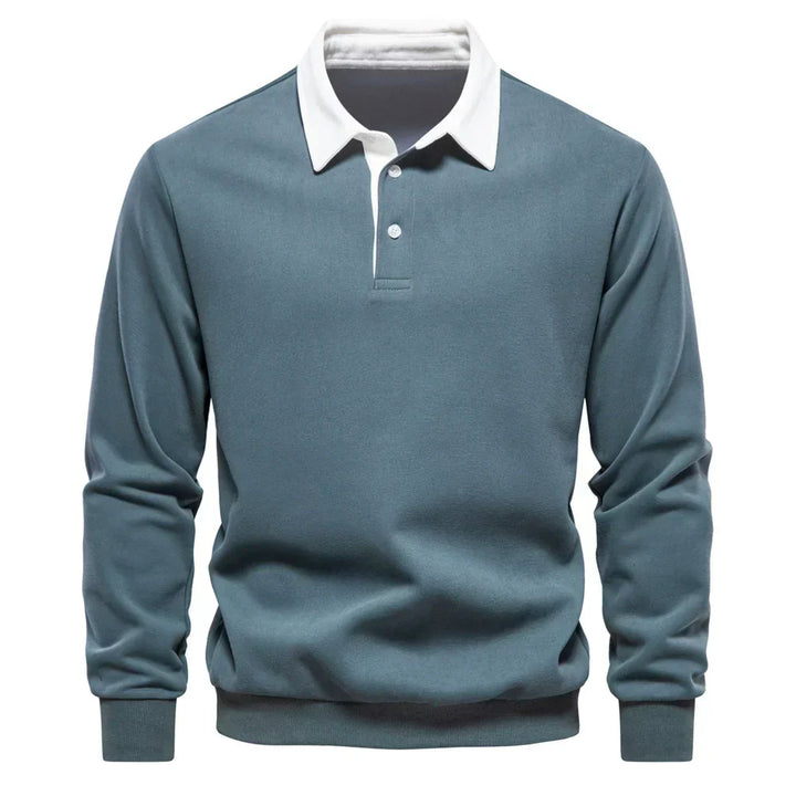 Men's Long Sleeve Polo Collar Sweatshirt for Autumn