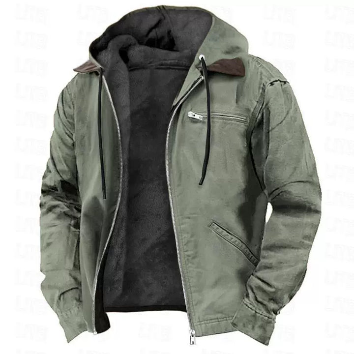 Men's Cotton Hooded Jacket – Casual Jacket with Fleece Lining