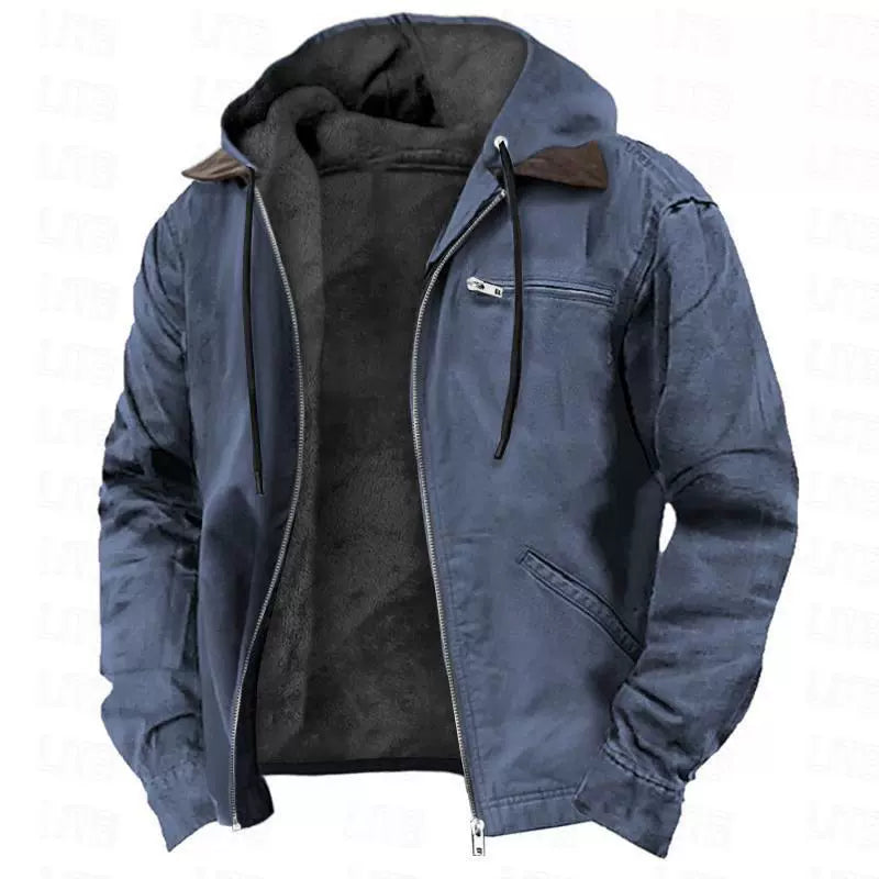 Men's Cotton Hooded Jacket – Casual Jacket with Fleece Lining