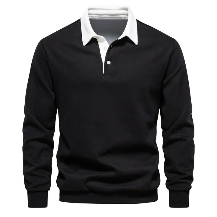 Men's Long Sleeve Polo Collar Sweatshirt for Autumn