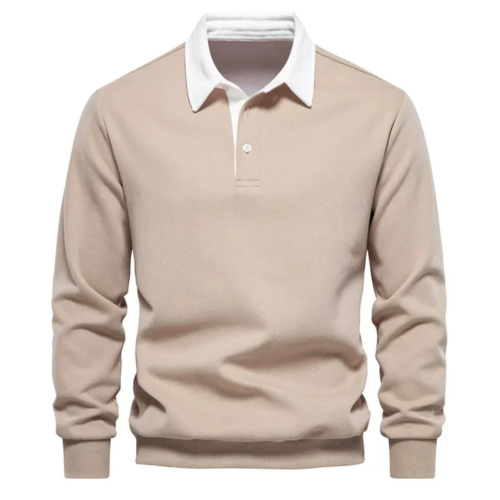 Men's Long Sleeve Polo Collar Sweatshirt for Autumn