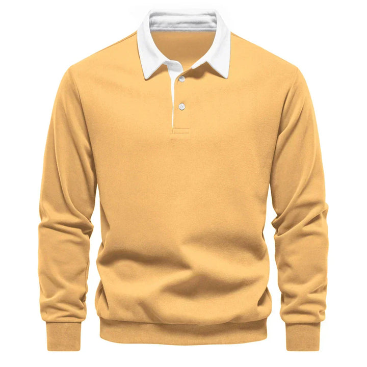 Men's Long Sleeve Polo Collar Sweatshirt for Autumn