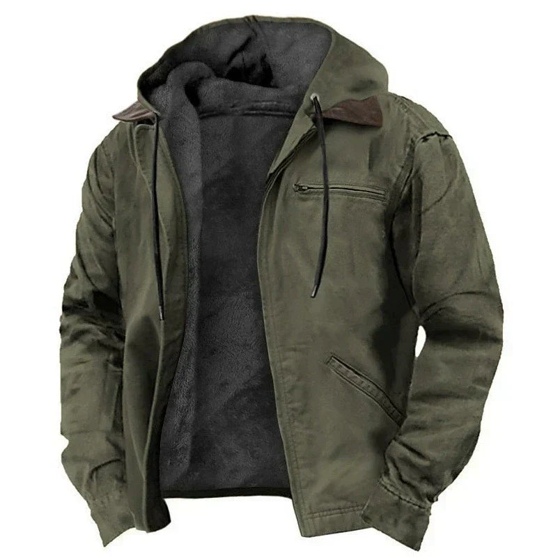 Men's Cotton Hooded Jacket – Casual Jacket with Fleece Lining