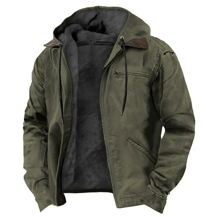 Men's Cotton Hooded Jacket – Casual Jacket with Fleece Lining
