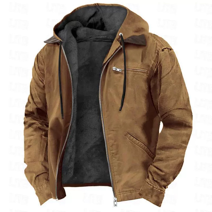 Men's Cotton Hooded Jacket – Casual Jacket with Fleece Lining