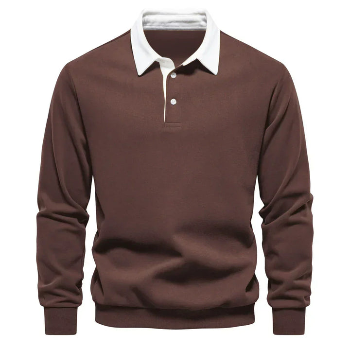 Men's Long Sleeve Polo Collar Sweatshirt for Autumn