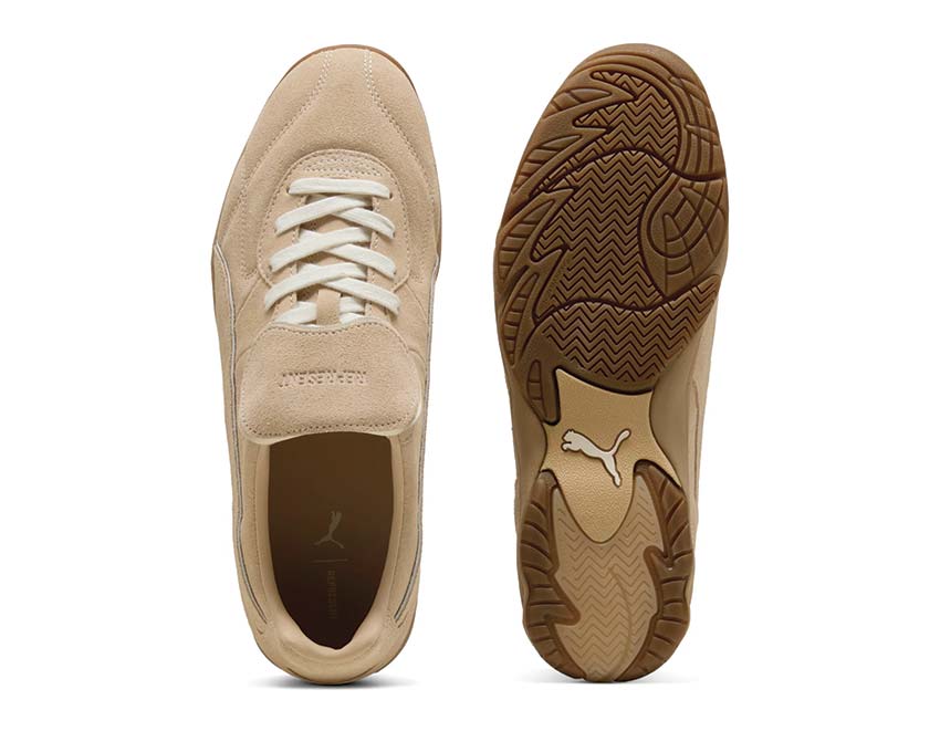 Beige Indoor Football Shoes Made of Leather