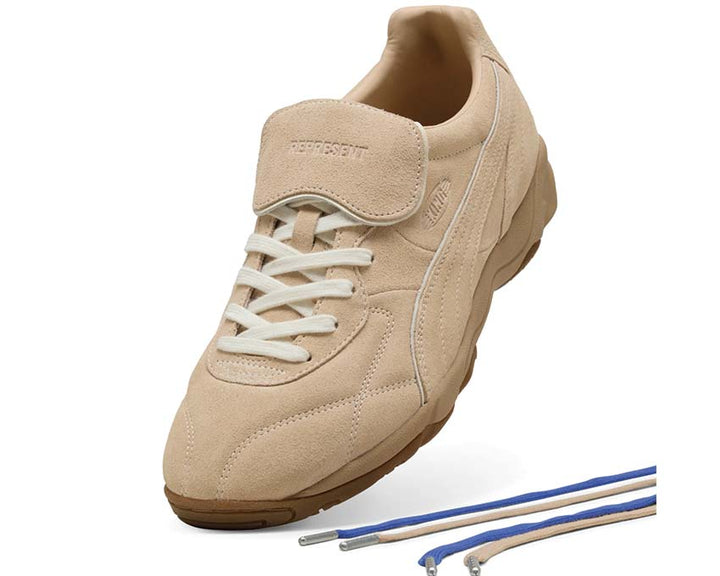 Beige Indoor Football Shoes Made of Leather