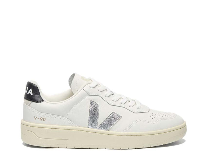 Silver leather shoes model V-90