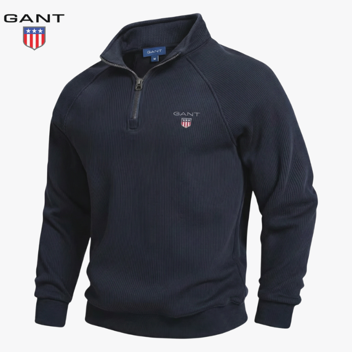 GANT™ Sweater with Half Zip and Ribbed Pattern