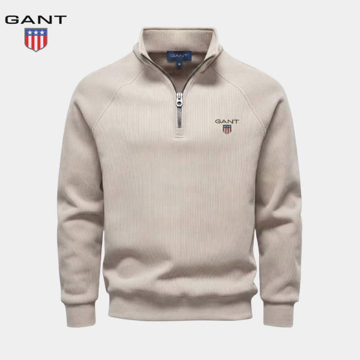 GANT™ Sweater with Half Zip and Ribbed Pattern