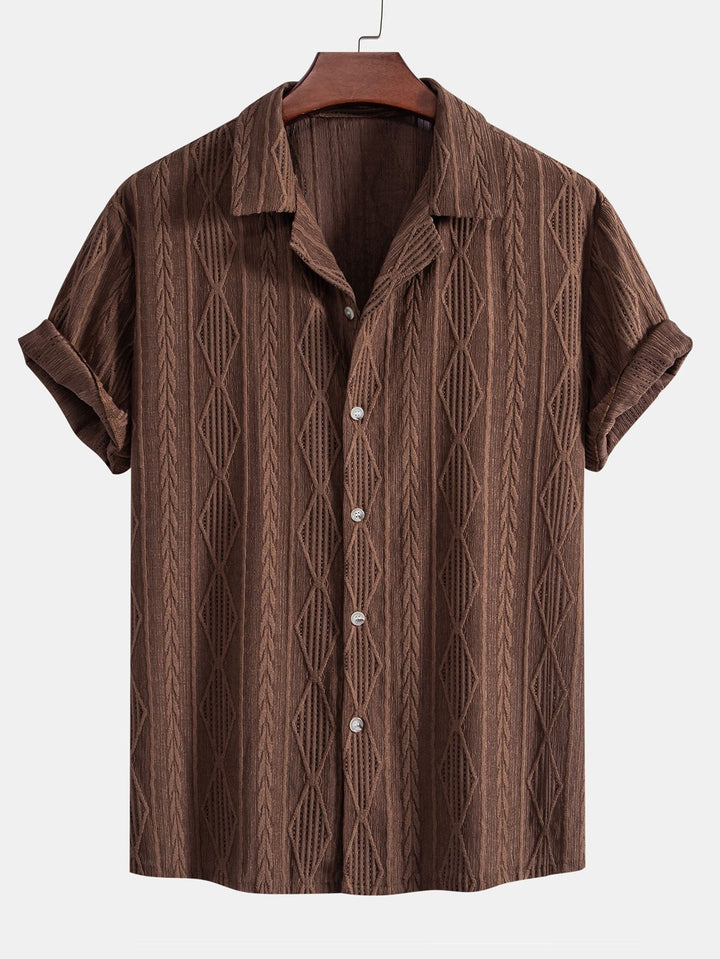 Geometric Jacquard Cuban Shirt & Straight Linen Trousers