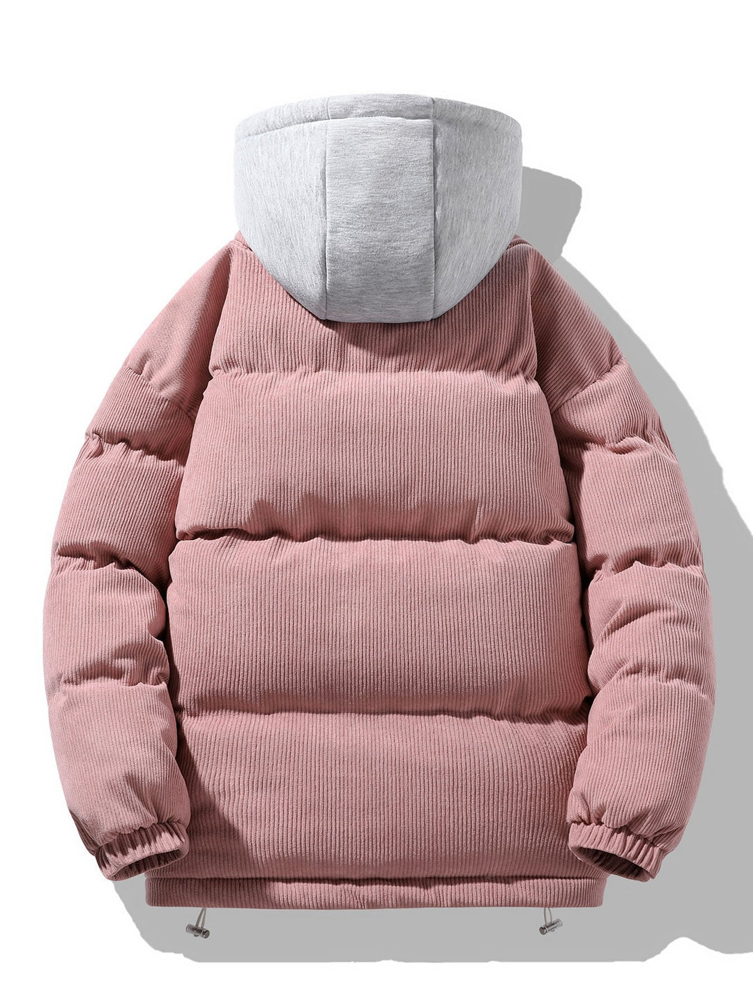Hooded Puffer Jacket with Zip in Corduroy 2 in 1