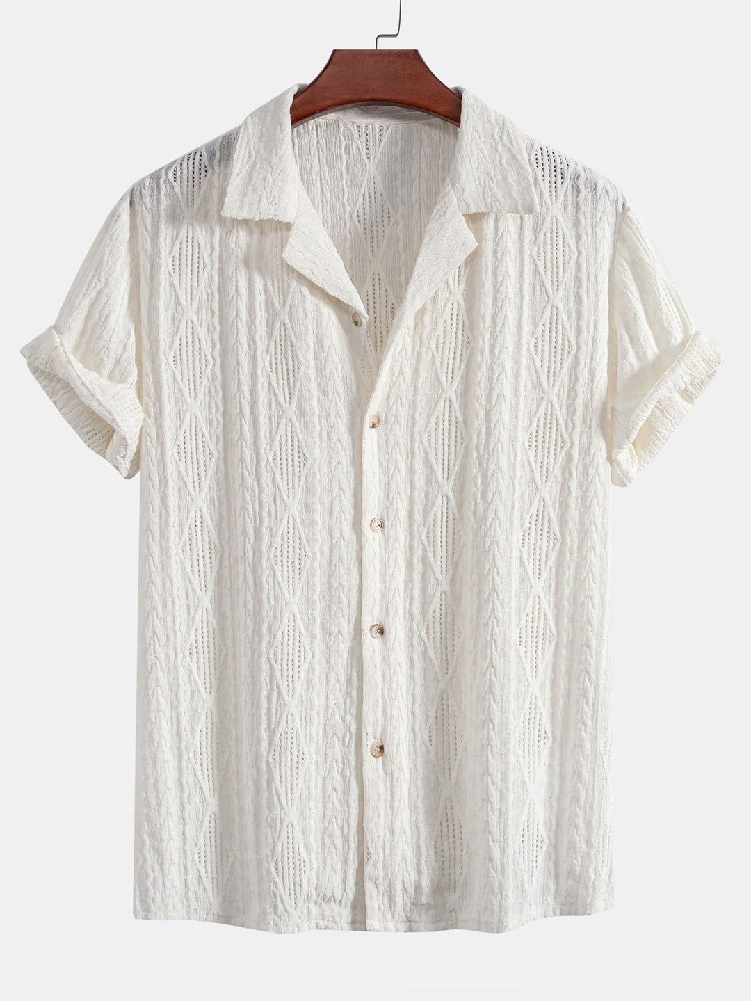 Geometric Jacquard Cuban Shirt & Straight Linen Trousers