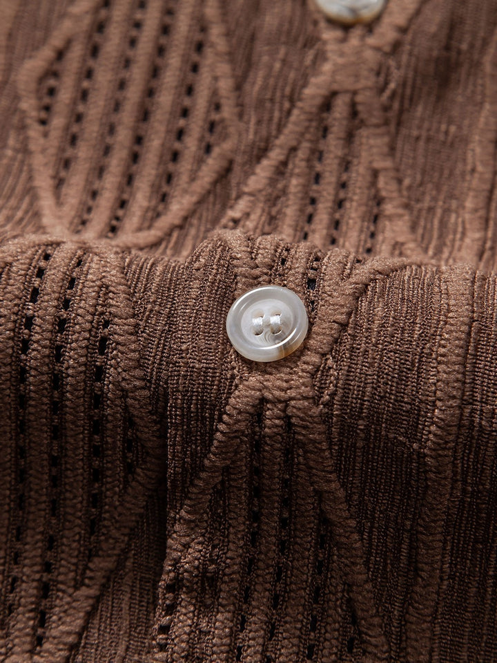 Geometric Jacquard Cuban Shirt & Straight Linen Trousers