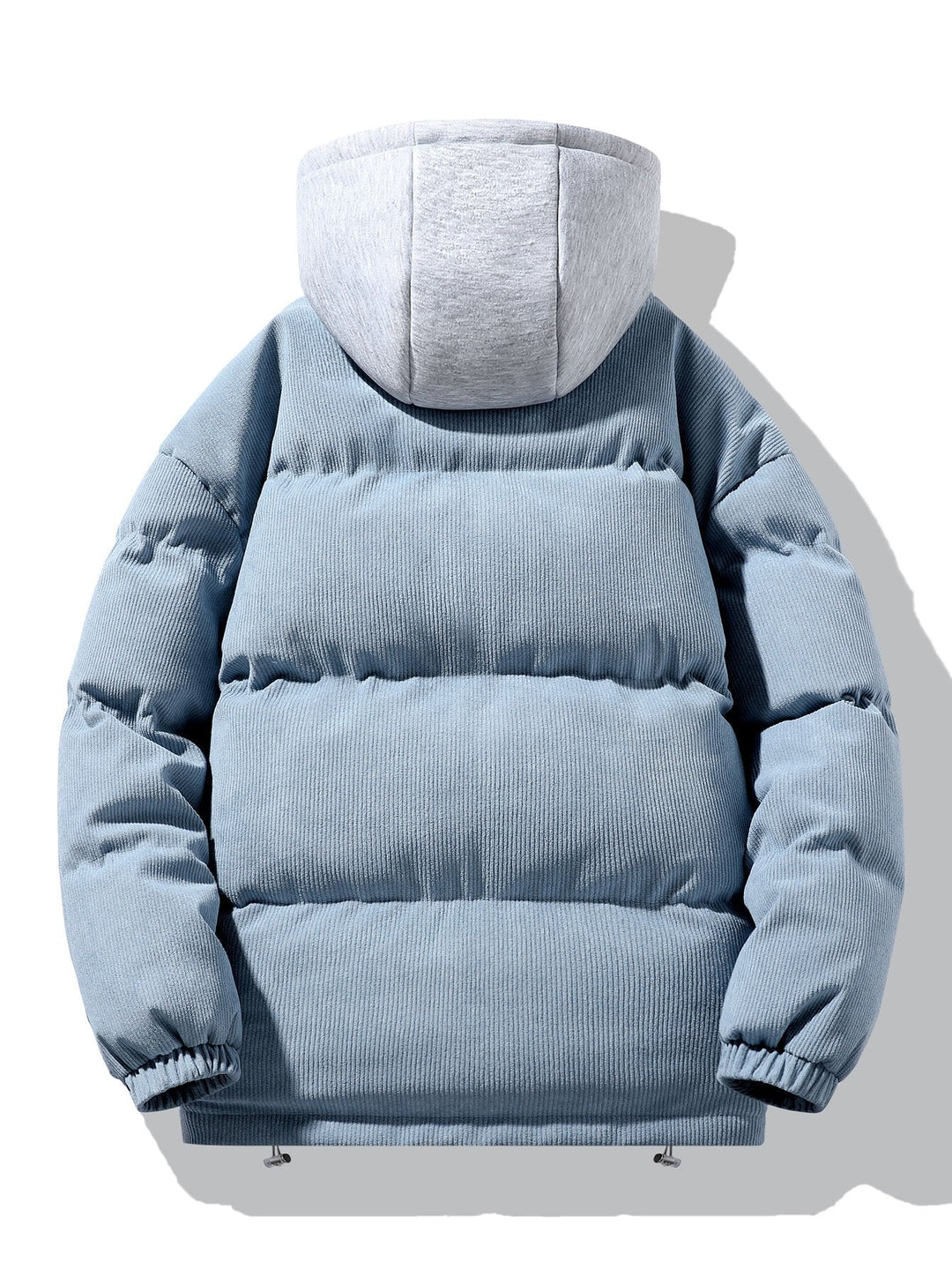 Hooded Puffer Jacket with Zip in Corduroy 2 in 1