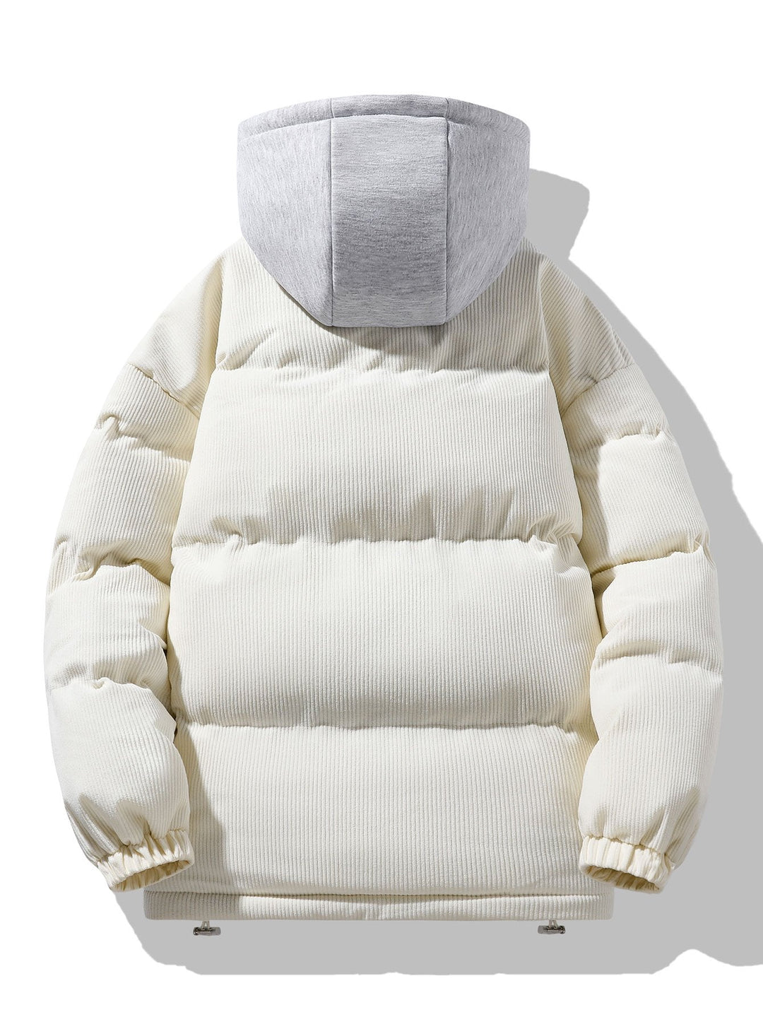 Hooded Puffer Jacket with Zip in Corduroy 2 in 1